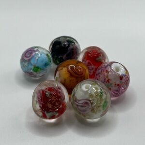 Gold Sparkle Venetian Murano Glass Beads - 12mm - 6 pcs - multiple colors
